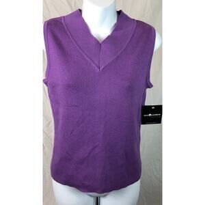 Nwt Sag Harbor Sleeveless Sweater PM Purple V-neck & Back Cotton Soft Knit